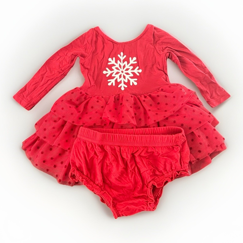 Little Sleepies x Disney Play Collection Snowflake Tulle Dress‎ Red Size 0-3 Mon